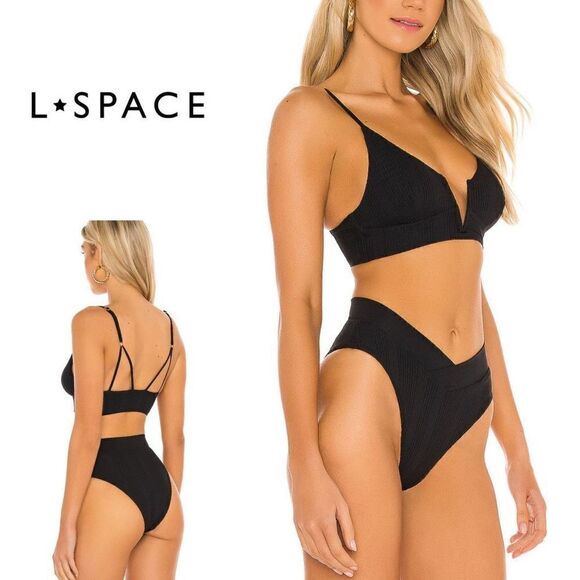 New   L*SPACE black siren top and court bottom bikini set. XS. Retails $209 - Picture 10 of 13